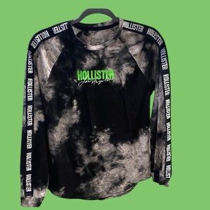 Hollister Black and Gray Tie-Dye Long Sleeve